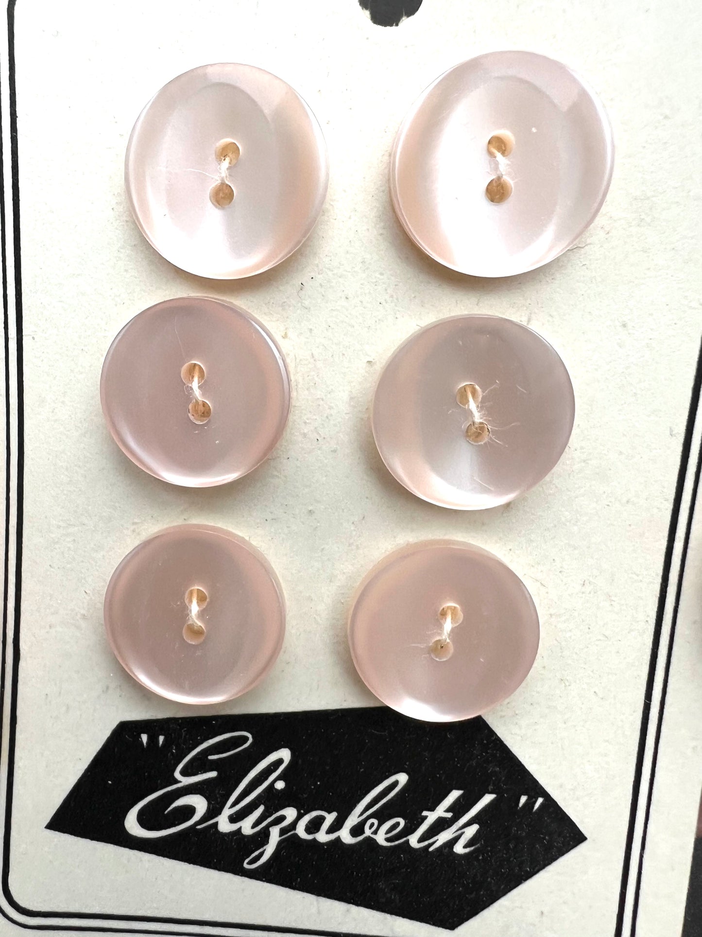 6 Vintage 1.6cm Shimmery Pale Pink Lucite Buttons.