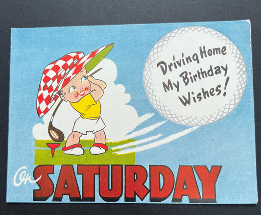 Unused 1940s Birthday Card for the Golfer in Your Life