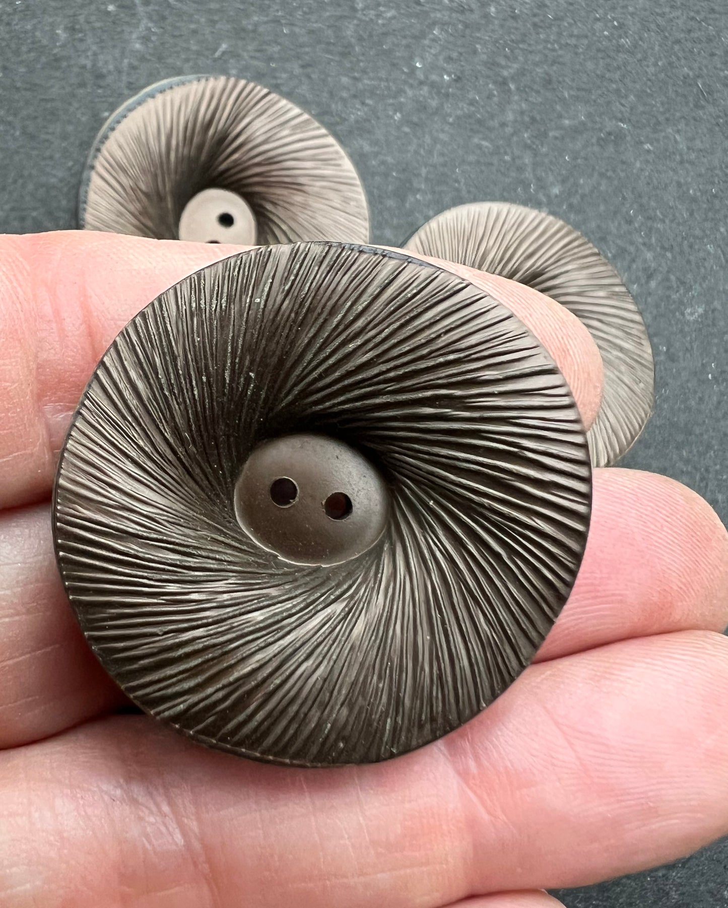 One Big 3.4cm Swooping and Swirling Chocolate Brown Vintage Lucite Button