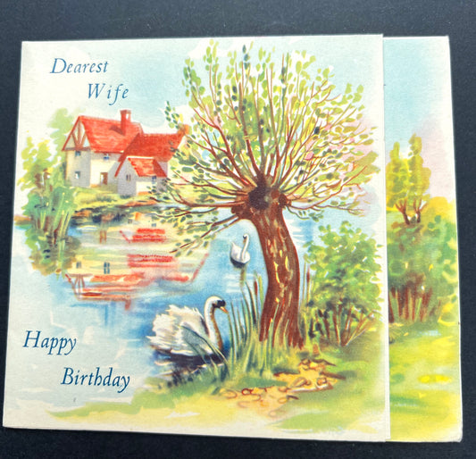 "Dearest Wife" Unused 1940s Birthday Card