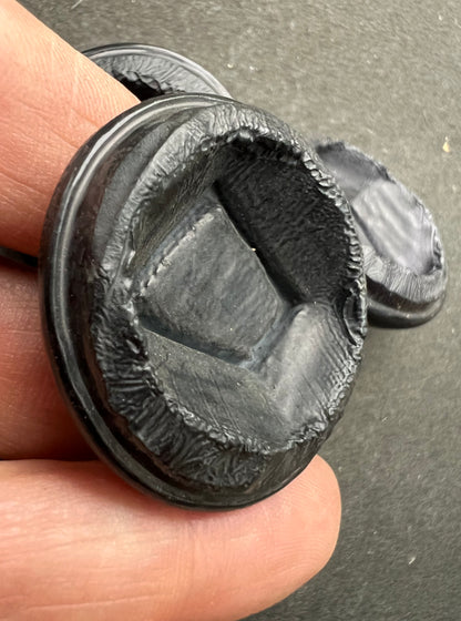One Extraordinary Sculptural Mid Century 3.5cm Anthracite Black Button.