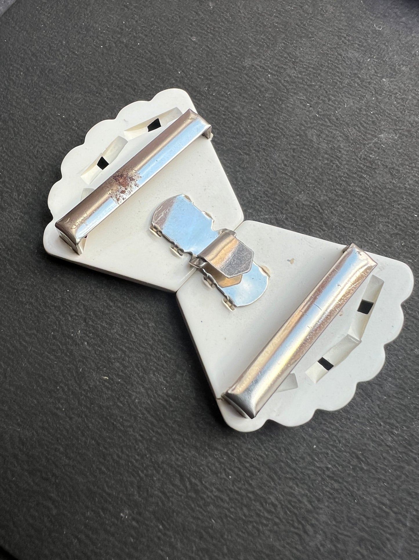 Curved French Deco 2 Part Belt 6.5cm White Buckle to fit up to 2.6cm Belt