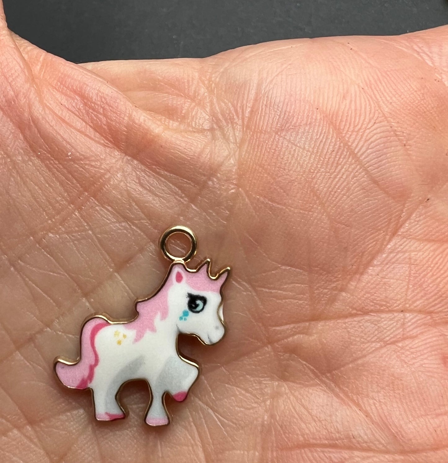 Happy Pink Horse Enamel Pendant / Charm