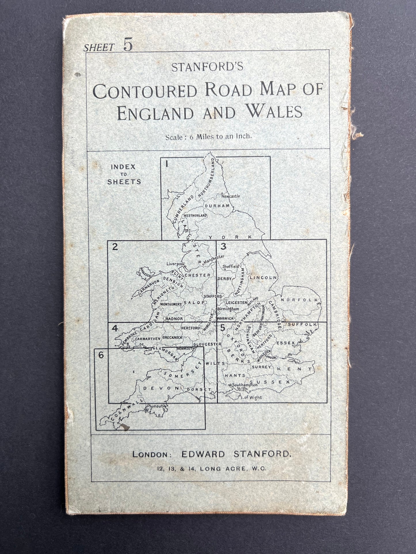 1909 Stanford's Map of SOUTH EAST ENGLAND (Sheet 5)