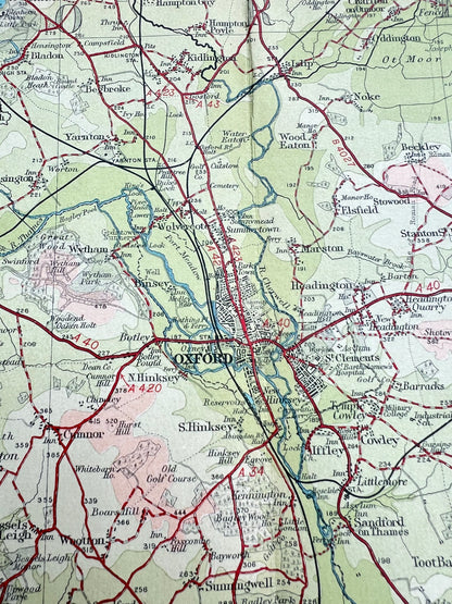 Early 1940s Map of OXFORDSHIRE on Cloth