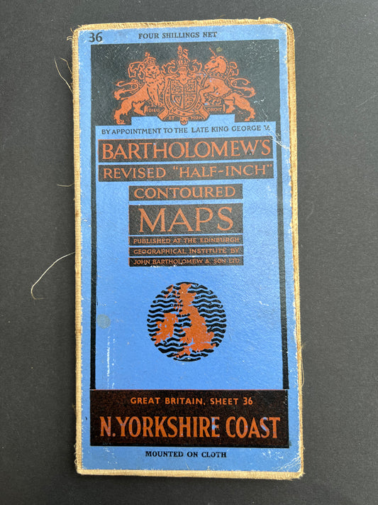 1945 Map of N Yorkshire Coast on Cloth (Sheet 36)