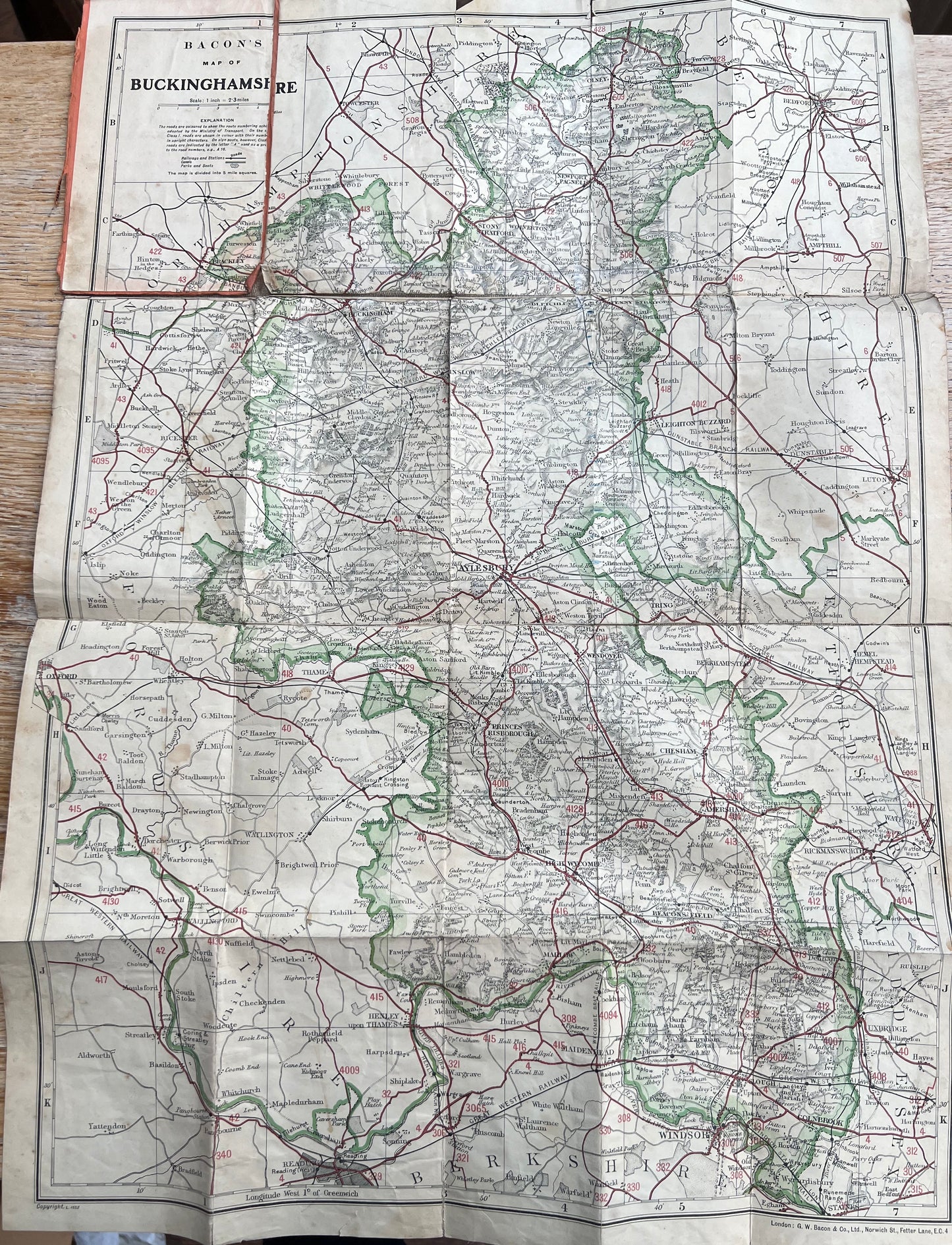 Detailed 1930s Map of Buckinghamshire