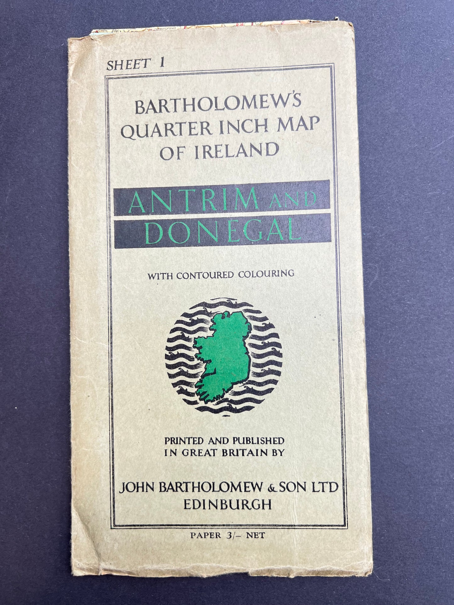 1940s Map of ANTRIM & DONEGAL - Bartholomew’s 1/4"