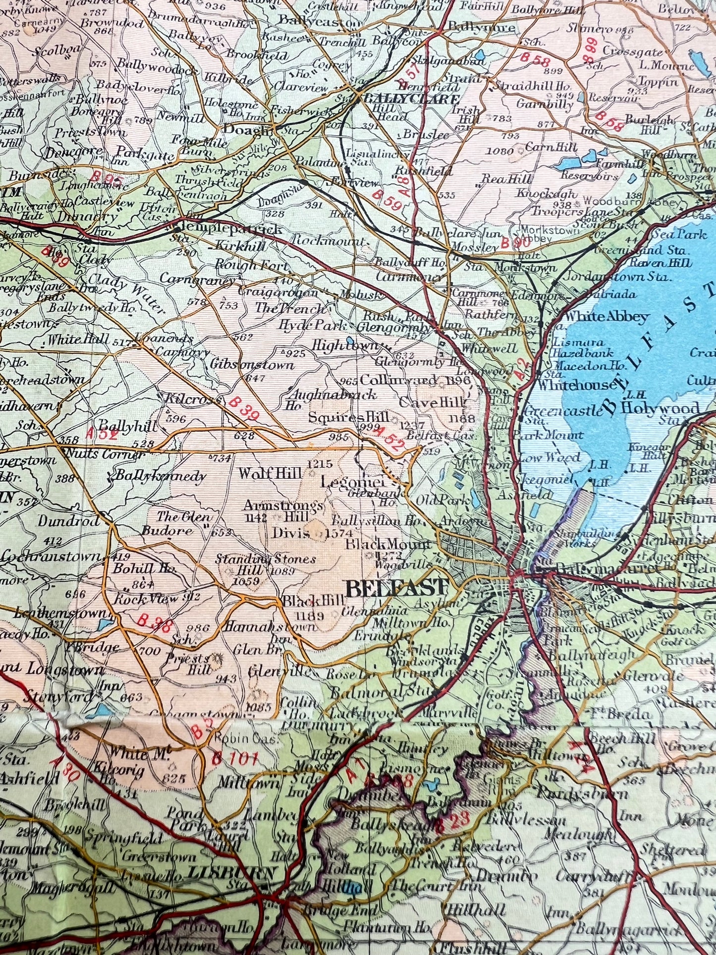 1940s Map of ANTRIM & DONEGAL - Bartholomew’s 1/4"