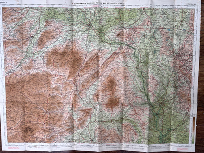 1930s/40s Bartholomews Map of SHROPSHIRE on Cloth