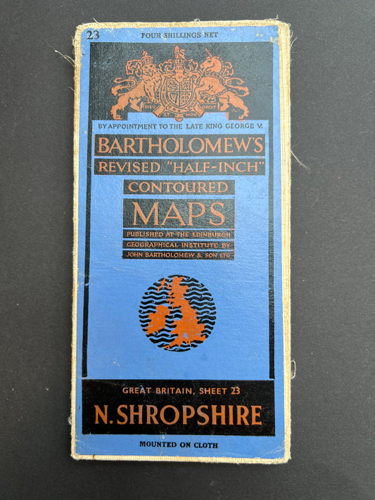 1940s/50s Bartholomews Map of N. SHROPSHIRE on Cloth ((Sheet 23)