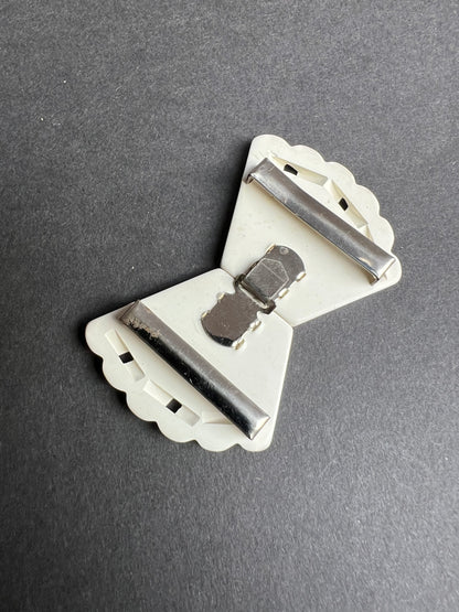 White Deco 2 Part French Belt Buckle for 2.3cm Belt