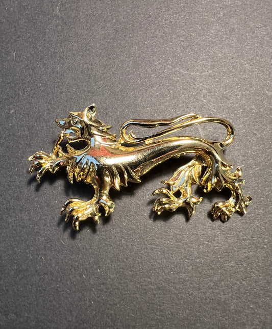 Regal Gold Medieval Lion.Brooch..from the 1980s