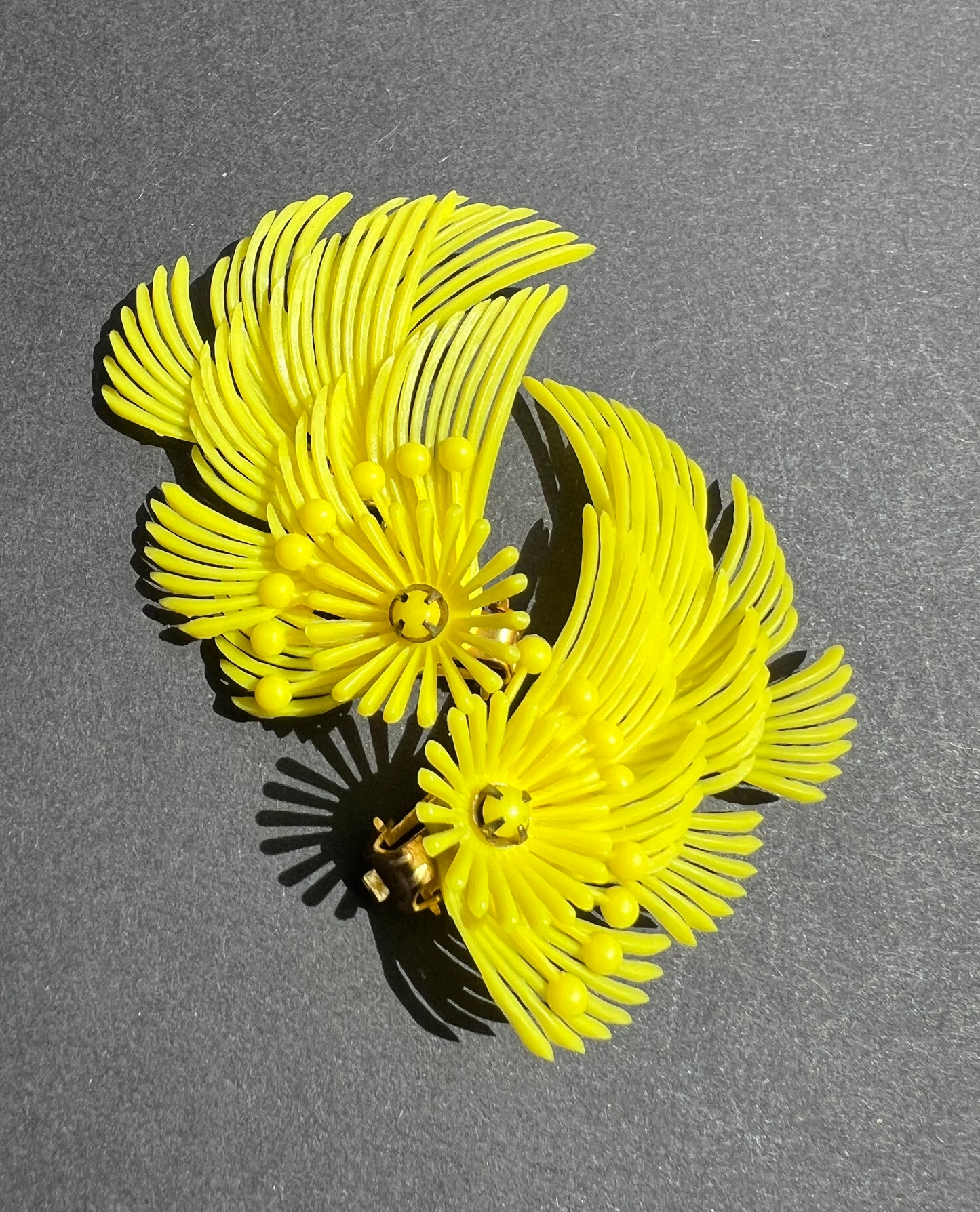 Cheerful Yellow 1950s Clip-On Yellow Earrings