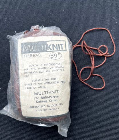 Vintage Brown Cotton MULTIKNIT Thread - 38g