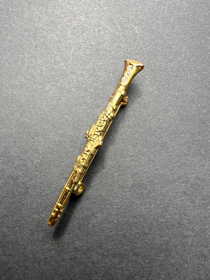 1970s Elegant Clarinet Brooch