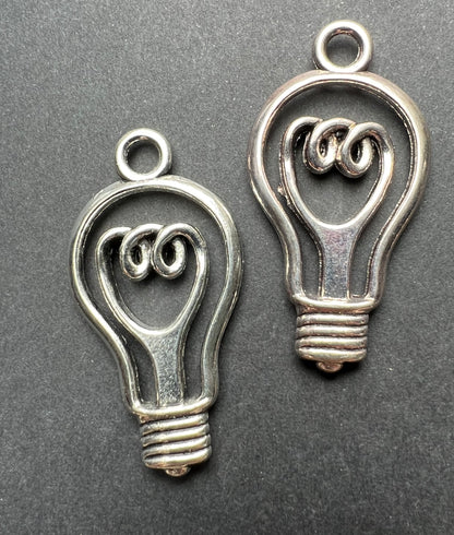 2 Big 4cm Light Bulb Pendant/Charms