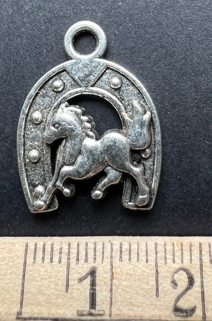 2cm tall Horse inside Horseshoe Charm/Pendant