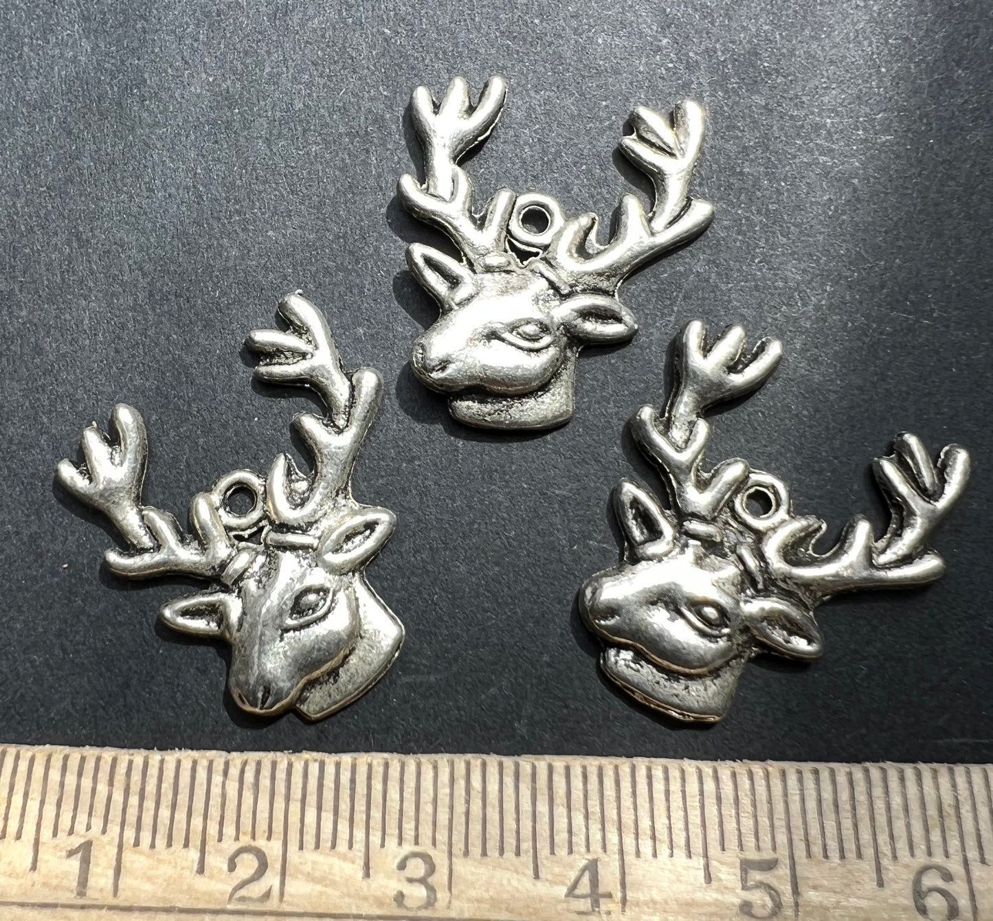 3 Reindeer Charms - 2.5cm tall..