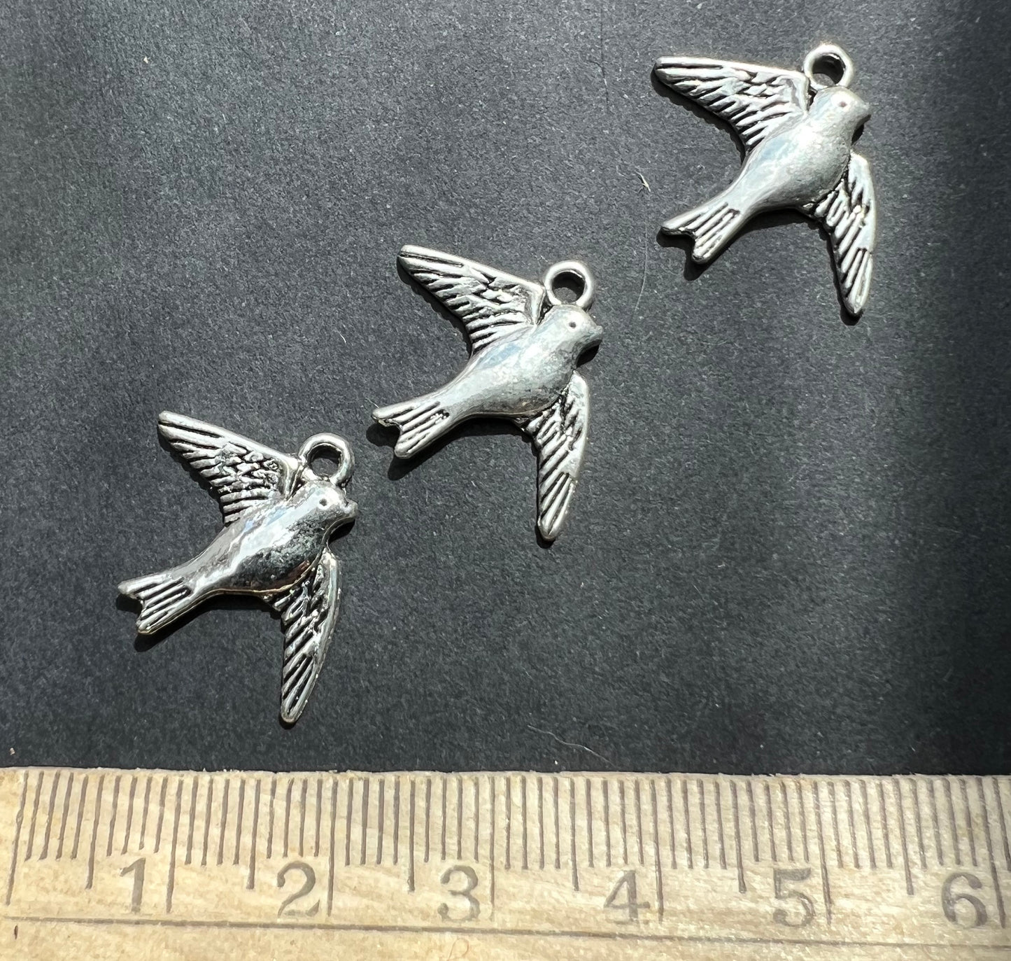 3 Flying Bird Charms - 1.7cm long