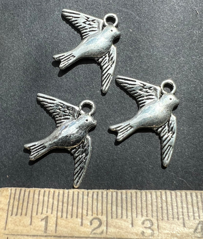 3 Flying Bird Charms - 1.7cm long