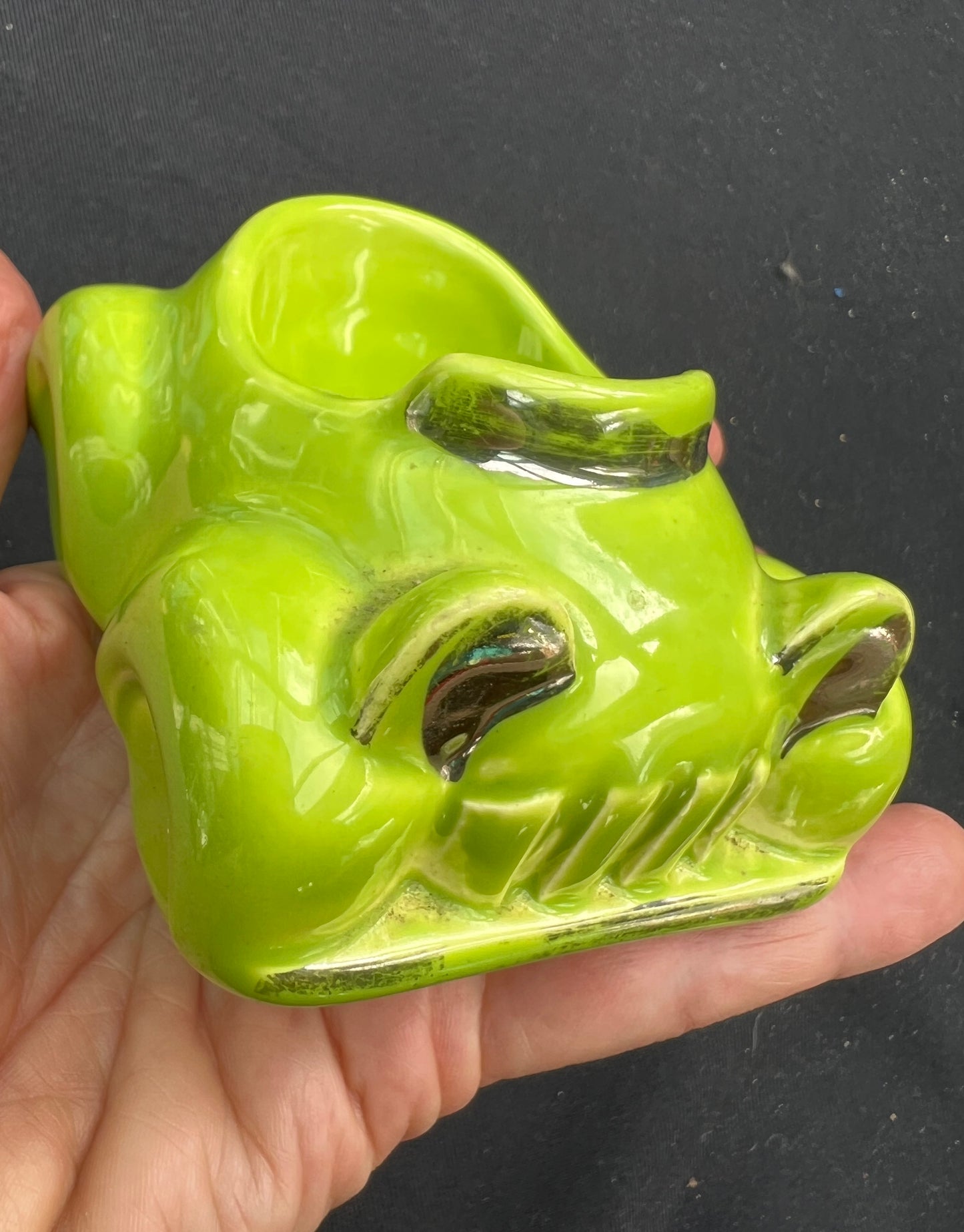 Vintage Ceramic HONITON Bright Green Car Egg Cup
