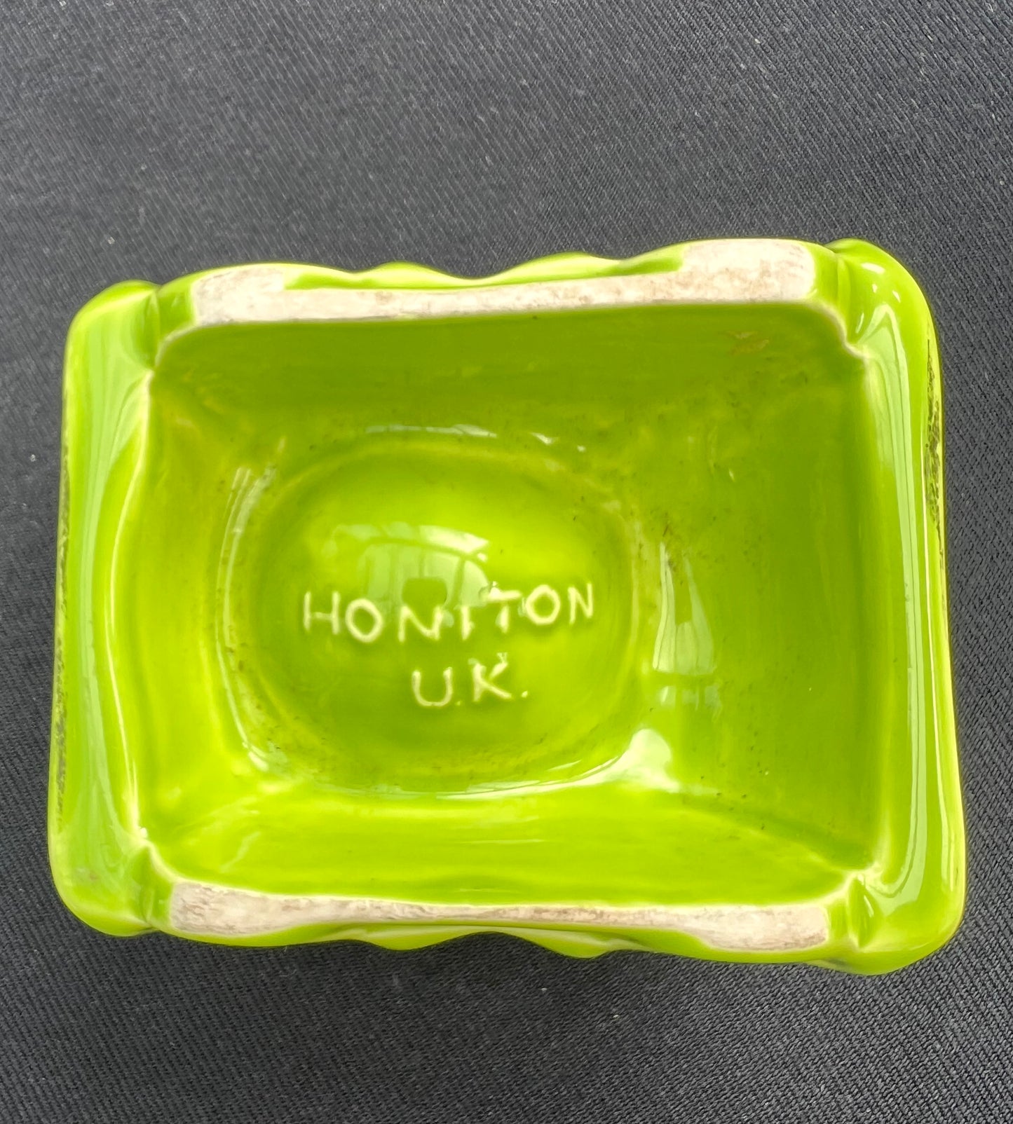 Vintage Ceramic HONITON Bright Green Car Egg Cup