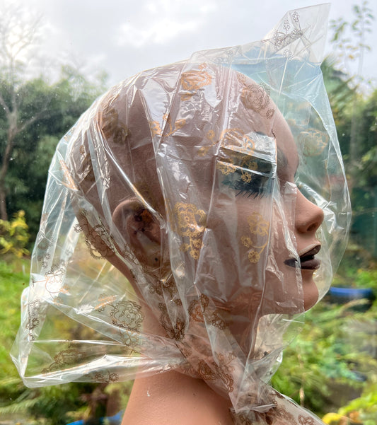 1950s Gold Floral Rain Hat