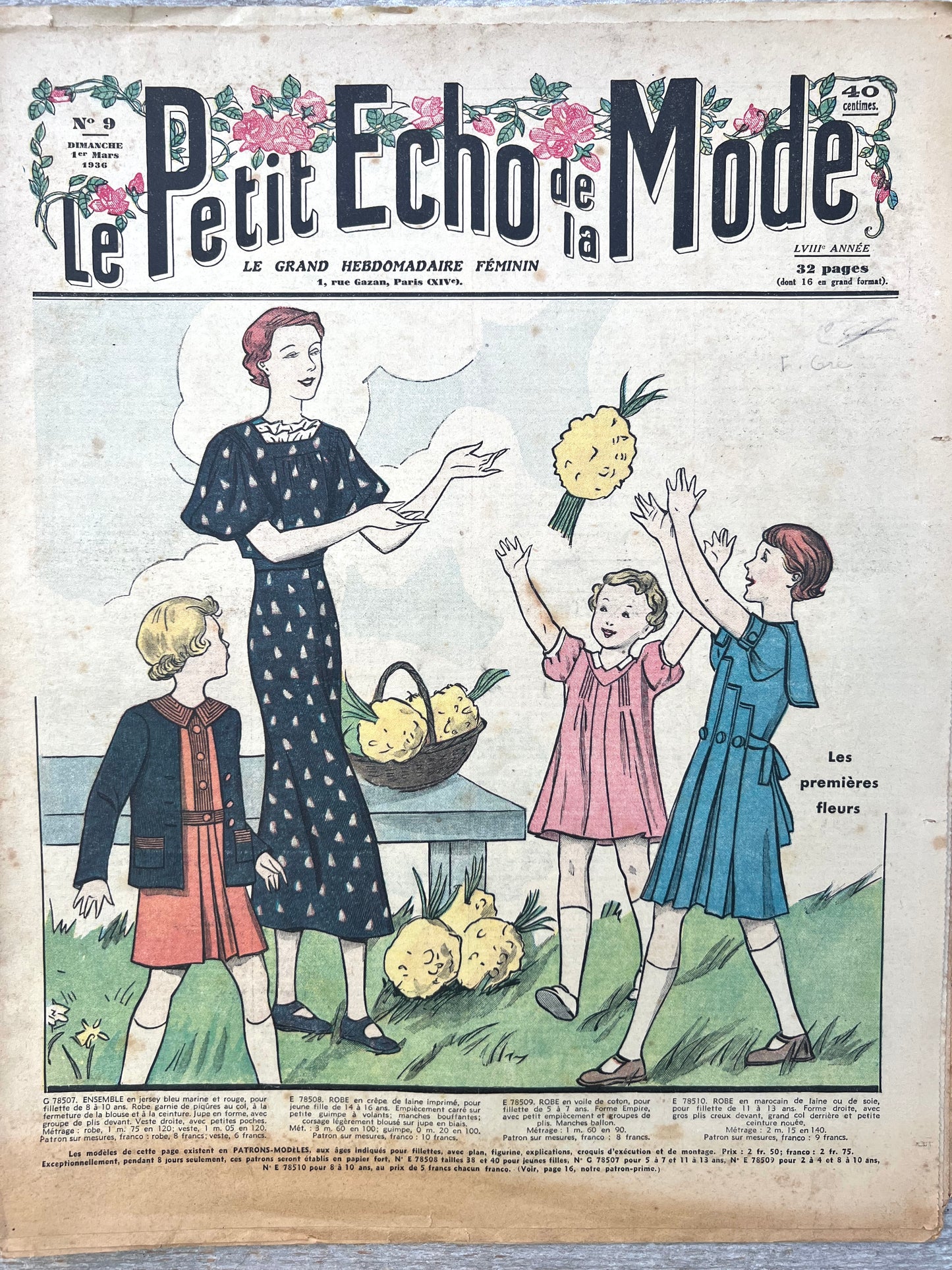 1930s Childrens Clothes in 1st March 1936 French Womens Paper Le Petit Echo de la Mode
