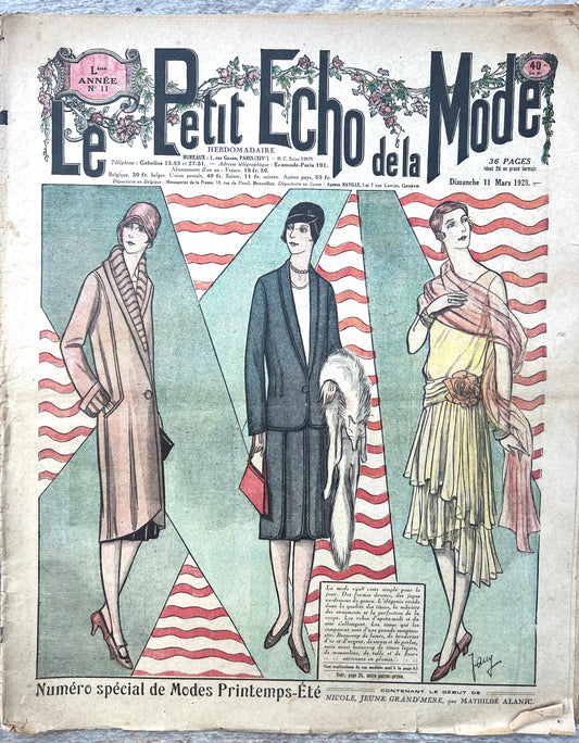 1920s Fashion + Crafts in 11th March 1928 French Womens Paper Le Petit Echo de la Mode