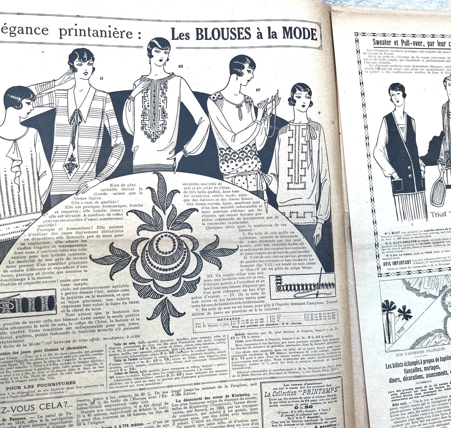 1920s Fashion + Crafts in 11th March 1928 French Womens Paper Le Petit Echo de la Mode