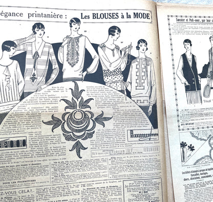 1920s Fashion + Crafts in 11th March 1928 French Womens Paper Le Petit Echo de la Mode