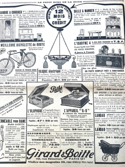 1920s Fashion + Crafts in 11th March 1928 French Womens Paper Le Petit Echo de la Mode