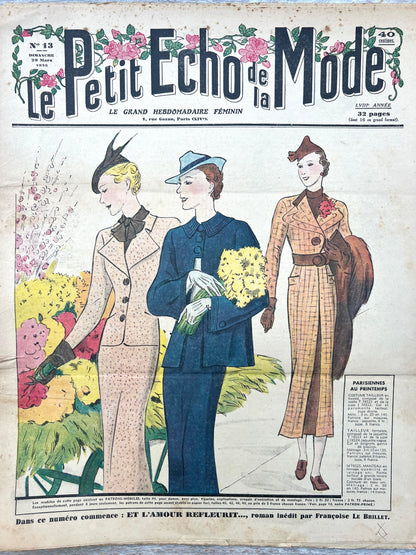 Spring Fashions in 29th March 1936 French Women's Paper Le Petit Echo de la Mode