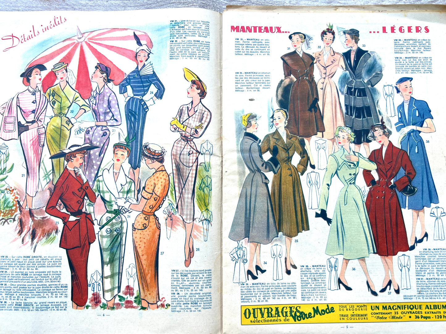 Latest Fashions and Toy Furniture Making in 5th April 1951 French Women's Magazine Votre Mode