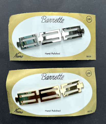 Mid Century Geometric Chrome Effective Hair Clips