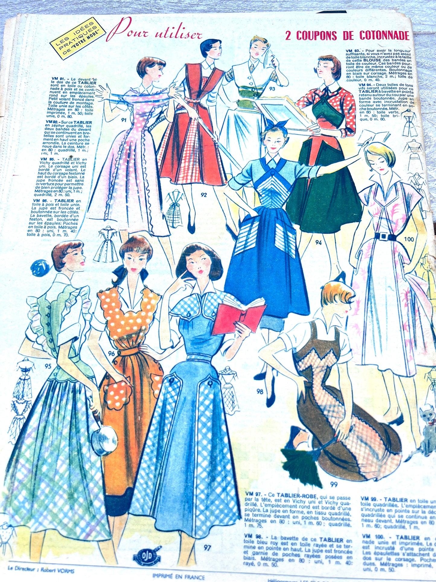 Children Playing and Clothes for Housework in 1st March 1951 French Women's Magazine Votre Mode
