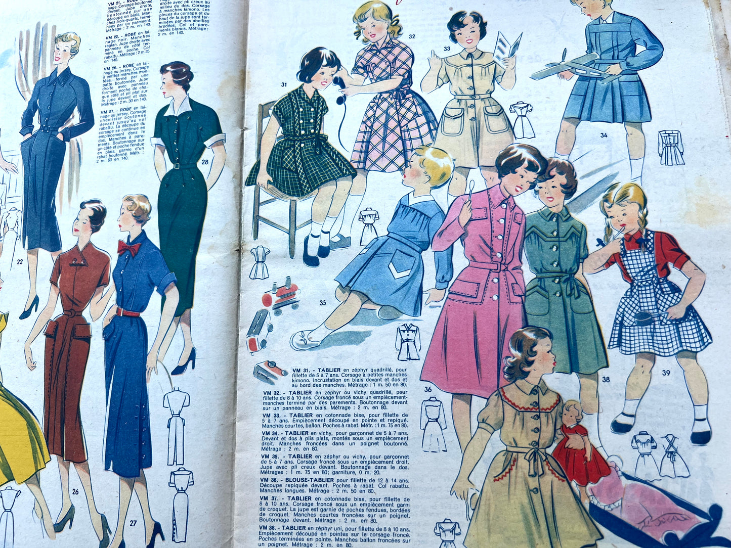 Children Playing and Clothes for Housework in 1st March 1951 French Women's Magazine Votre Mode
