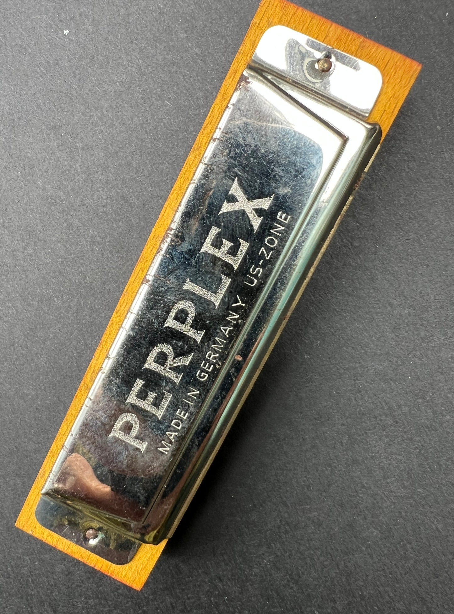 1940s Wood & Tin 10cm PERPLEX Harmonica Made in Germany U.S.Zone