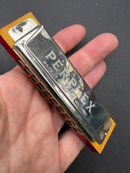 1940s Wood & Tin 10cm PERPLEX Harmonica Made in Germany U.S.Zone