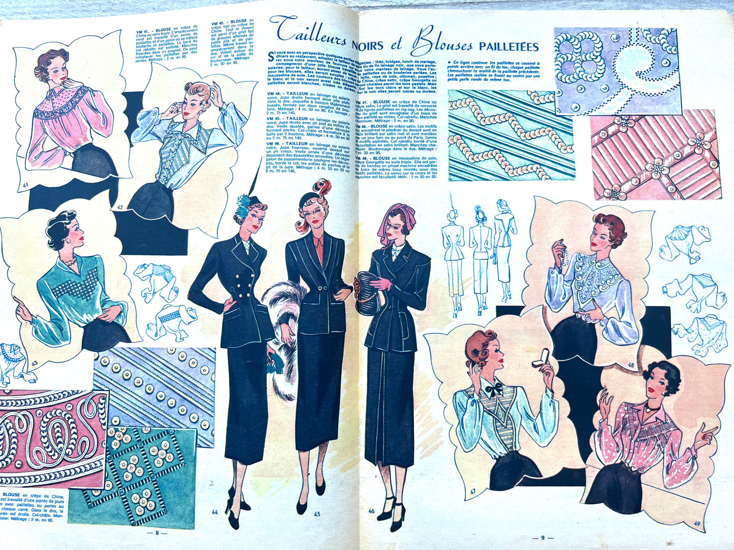 Piano Practice in 27th October 1949 French Fashion Magazine Votre Mode