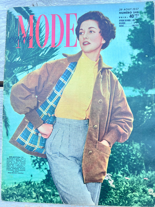 Skirt + Blouse Pattern in  29th August 1957 French Magazine Votre Mode
