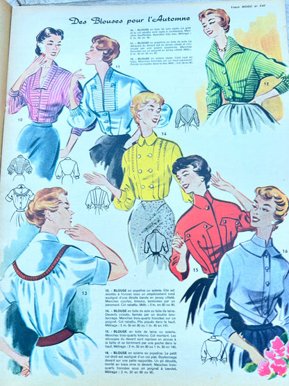 Skirt + Blouse Pattern in  29th August 1957 French Magazine Votre Mode
