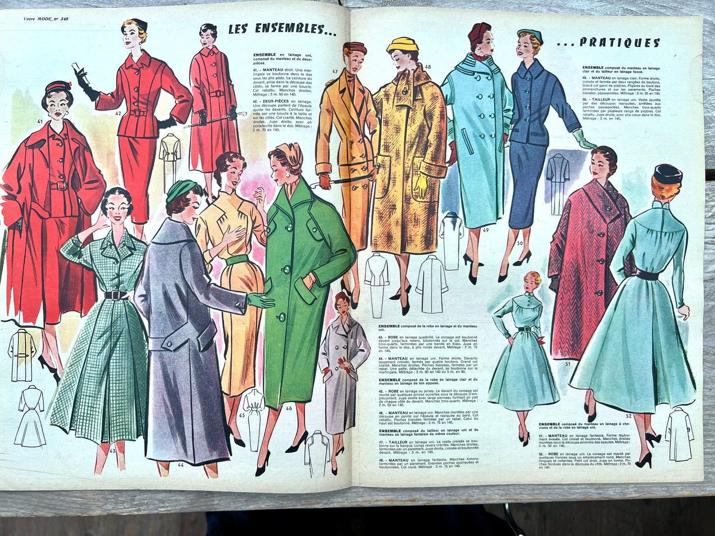 Skirt + Blouse Pattern in  29th August 1957 French Magazine Votre Mode