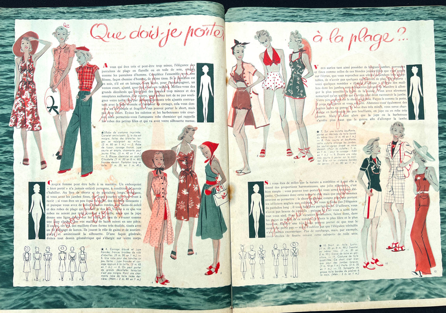 Swimsuits and Beach Wear in the 1930s in July 1938 French MARIE CLAIRE