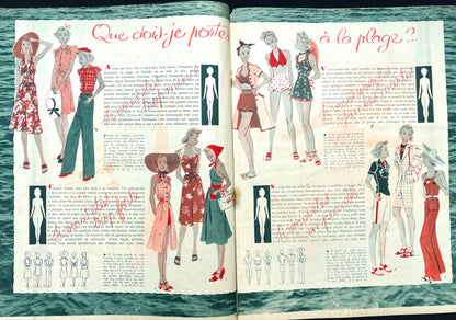 Swimsuits and Beach Wear in the 1930s in July 1938 French MARIE CLAIRE