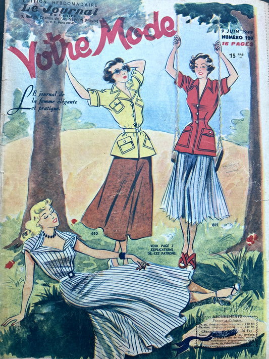 Carefree Days in 9th June 1949 in French Fashion Magazine Votre Mode