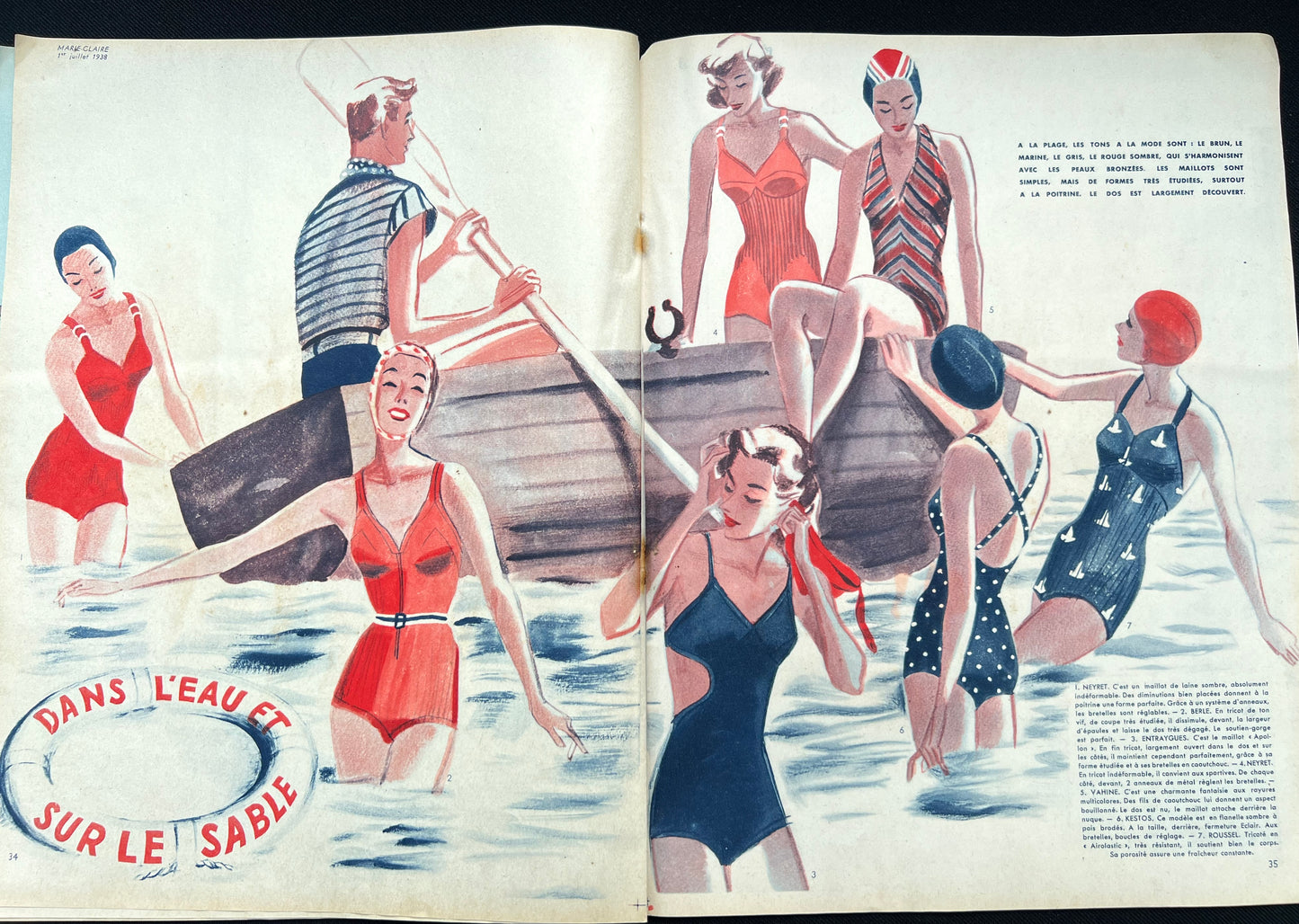 Swimsuits and Beach Wear in the 1930s in July 1938 French MARIE CLAIRE
