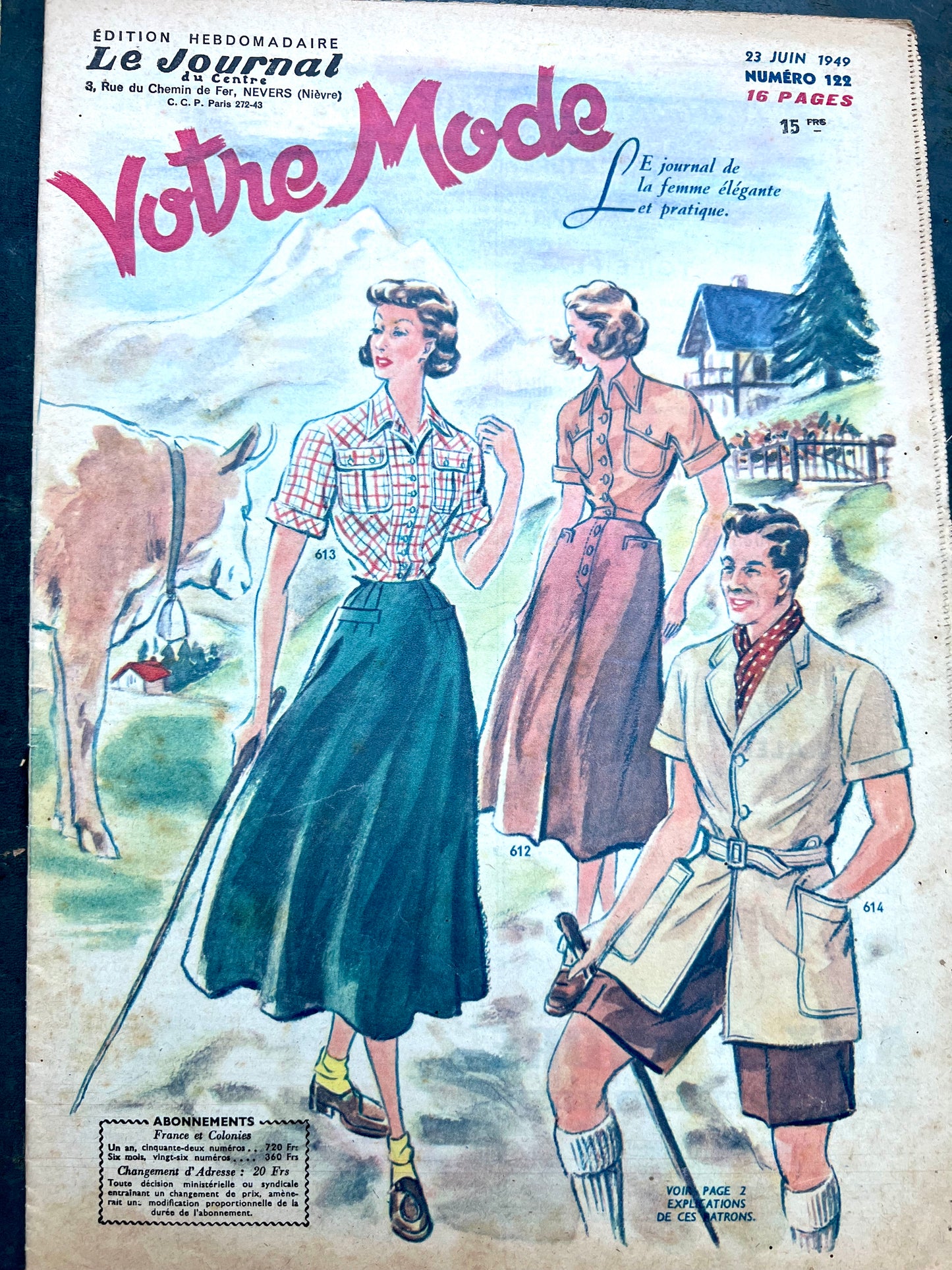 Hiking in The Mountains in 23rd June 1949 in French Fashion Magazine Votre Mode