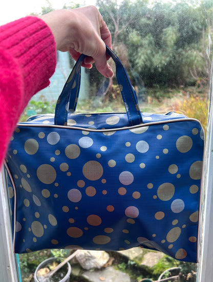 Glorious 1950s/60s  Silver, Gold & Blue Spotty Vinyl Bags